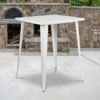 Flash Furniture CH-51040-40-WH-GG 31.5" Square Bar Height White Metal Indoor-Outdoor Table